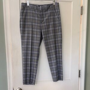 Banana Republic Avery Black, White and Blue Plaid Cropped Pants 8 Short